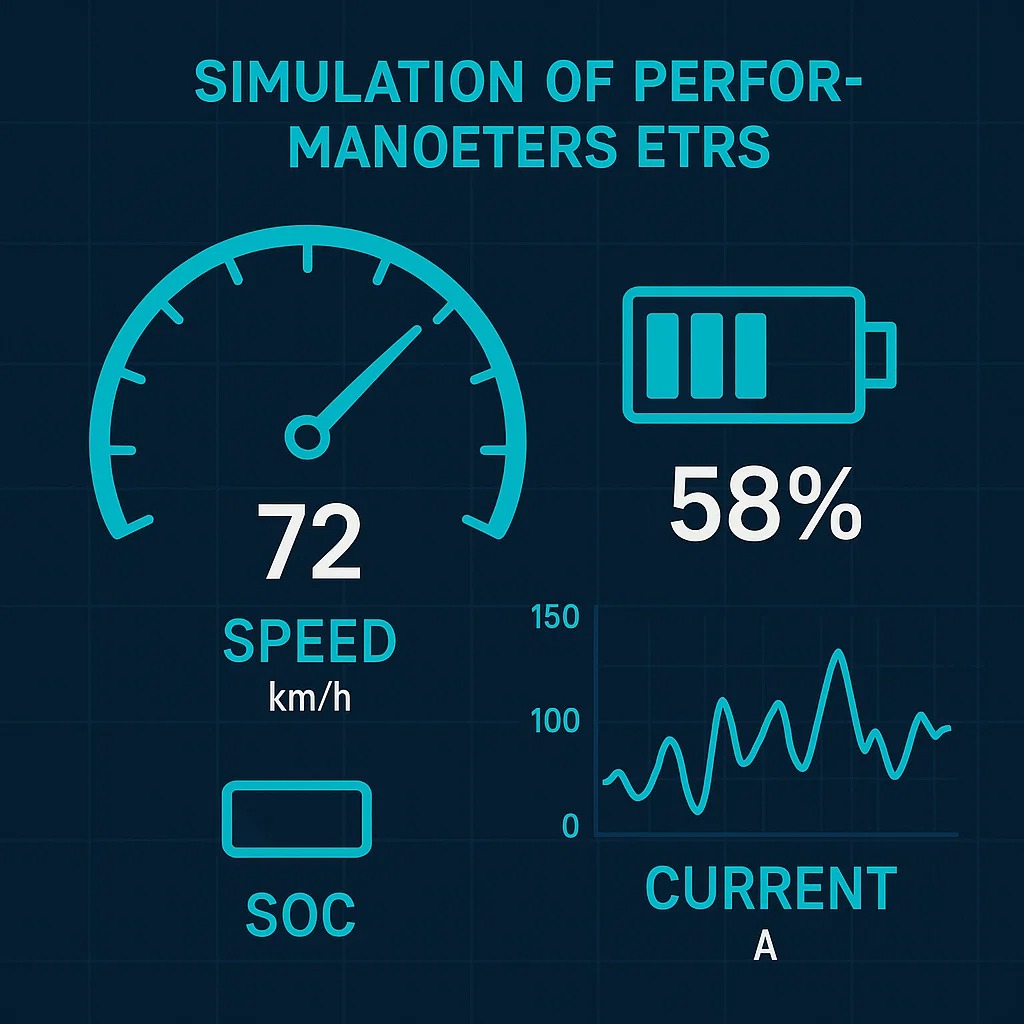 Simulation of performance parameters like speed, SOC, Current